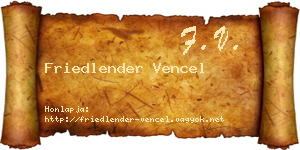 Friedlender Vencel névjegykártya